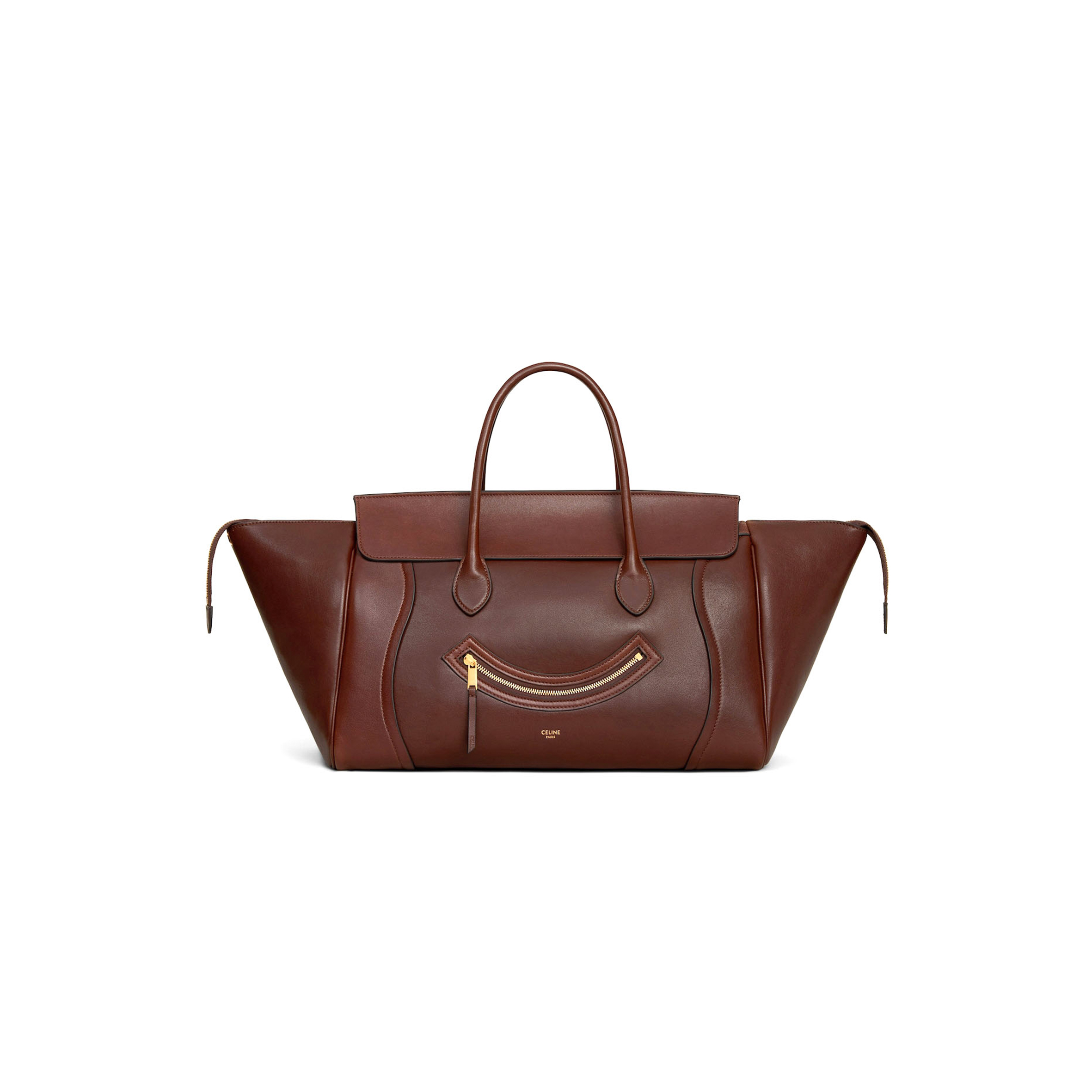 CELINE MEDIUM SMILING NEW LUGGAGE IN SUPPLE SHINY LAMBSKIN 123693GW2.28BK (36*22*16cm)